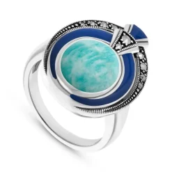 Amazonit Markasit Ring Silber 925