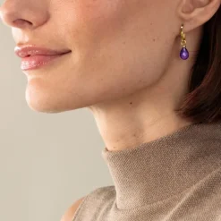 Amethyst Anh&auml;nger f&uuml;r Creolen Gold 585