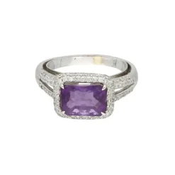 Amethyst Brillantring Wei&szlig;gold 750 - Gr. 6 - Privatbesitz