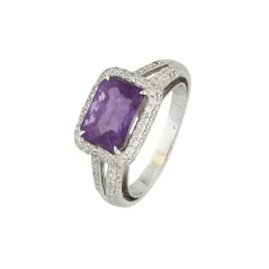 Amethyst Brillantring Wei&szlig;gold 750 - Gr. 6 - Privatbesitz
