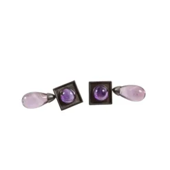 Amethyst Ohrclipsgeh&auml;nge Wei&szlig;gold 750 geschw&auml;rzt - Privatbesitz