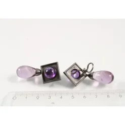 Amethyst Ohrclipsgeh&auml;nge Wei&szlig;gold 750 geschw&auml;rzt - Privatbesitz