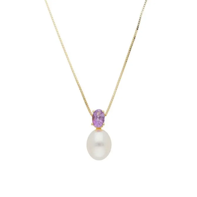 Amethyst Perlen Collier Gold 585