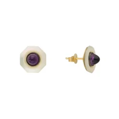 Amethyst Perlmutt Ohrstecker Gold 585 - Privatbesitz