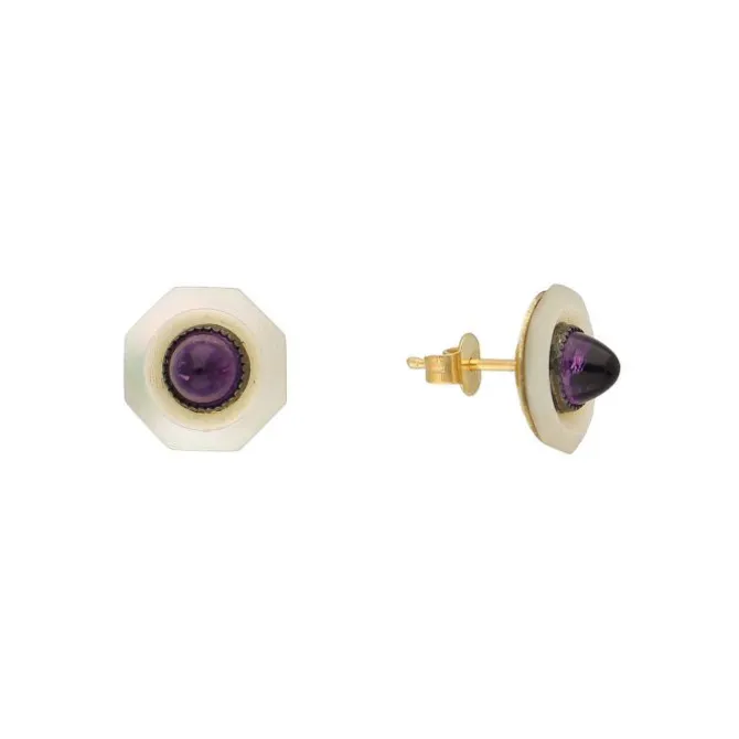 Amethyst Perlmutt Ohrstecker Gold 585 - Privatbesitz