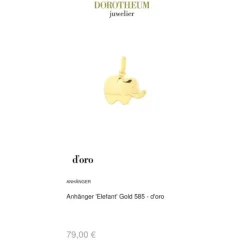 Anh&auml;nger "Elefant" Gold 585