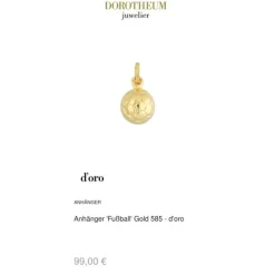Anh&auml;nger "Fu&szlig;ball" Gold 585