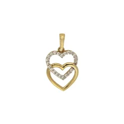 Anh&auml;nger "Herzen" Gold 585 Zirkonia bicolor