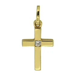 Anh&auml;nger "Kreuz" Gold 585 Zirkonia