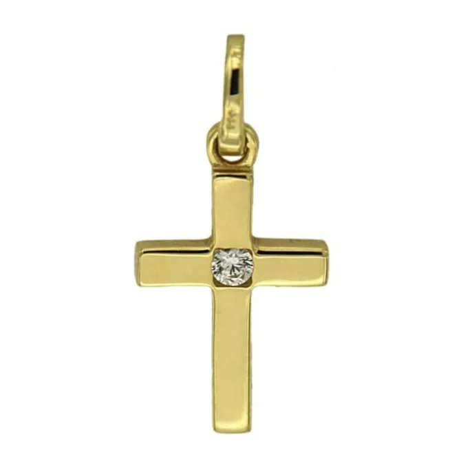 Anhänger "Kreuz" Gold 585 Zirkonia