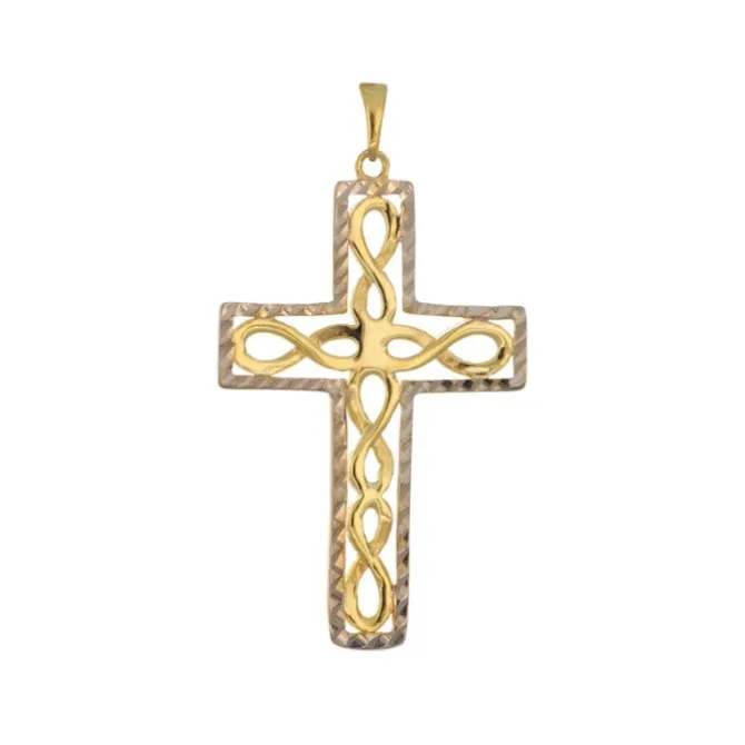 Anhänger "Kreuz" Silber 925 bicolor