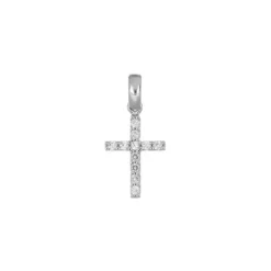 Anh&auml;nger "Kreuz" Wei&szlig;gold 585 Zirkonia