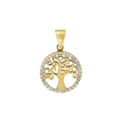 Anh&auml;nger "Lebensbaum" Gold 585 Zirkonia bicolor