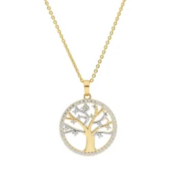 Anh&auml;nger "Lebensbaum" Gold 585 Zirkonia bicolor