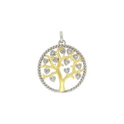 Anh&auml;nger "Lebensbaum" Silber 925 Zirkonia bicolor