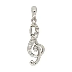 Anh&auml;nger "Notenschl&uuml;ssel" Silber 925 Zirkonia