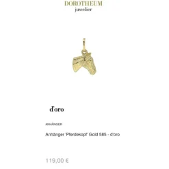 Anh&auml;nger "Pferdekopf" Gold 585