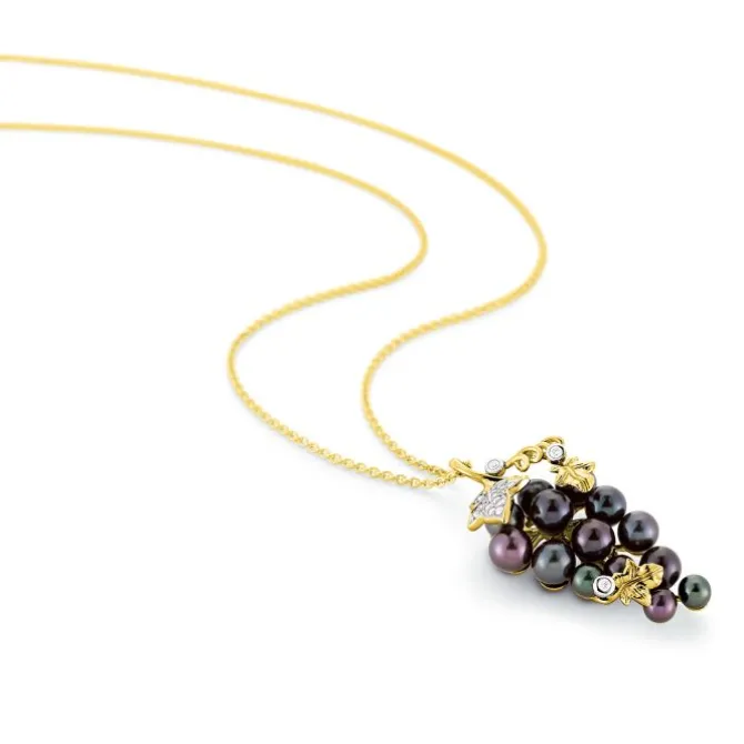Anhänger "Zweigelt" Gold 585 Brillanten 0,07 ct. Perlen