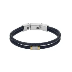 Armkette Leder/Stahl blau