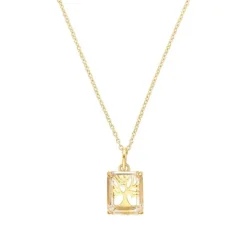 Bergkristall Collier "Lebensbaum" Silber 925 vergoldet