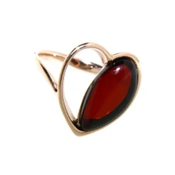 Bernstein Ring "Herz" Silber 925 rosé vergoldet