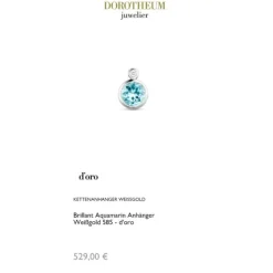 Brillant Aquamarin Anh&auml;nger Wei&szlig;gold 585