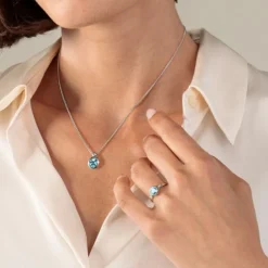 Brillant Aquamarin Ring Wei&szlig;gold 585