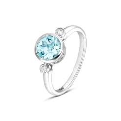 Brillant Aquamarin Ring Wei&szlig;gold 585