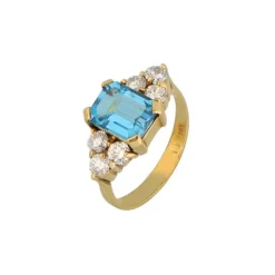 Brillant Blautopas Ring Gold 585