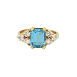 Brillant Blautopas Ring Gold 585
