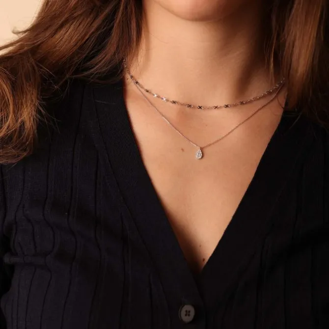 Brillant Collier "Tropfen" Weißgold 585