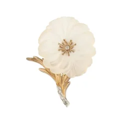 Brillant Diamant Bl&uuml;ten Brosche Gold/Wei&szlig;gold 585 - Privatbesitz