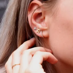 Brillant Einzelohrstecker "Stern" Wei&szlig;gold 585