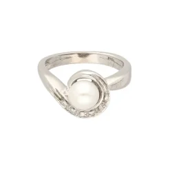 Brillant Kulturperlen Ring Wei&szlig;gold 750 - Gr. 54 - Privatbesitz