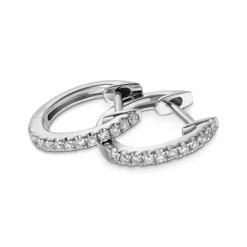 Brillant Mini Creolen "Huggie Hoops" Weißgold 585