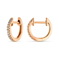 Brillant Mini Creolen "Huggie Hoops" Ros&eacute;gold 585