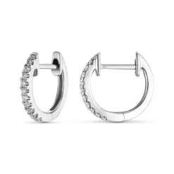 Brillant Mini Creolen "Huggie Hoops" Wei&szlig;gold 585