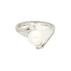 Brillant Perlen Ring Wei&szlig;gold 585 - Gr. 51-52 - Privatbesitz