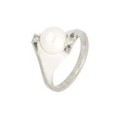 Brillant Perlen Ring Wei&szlig;gold 585 - Gr. 51-52 - Privatbesitz