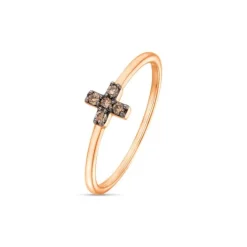 Brillant Ring "Kreuz" Ros&eacute;gold 585
