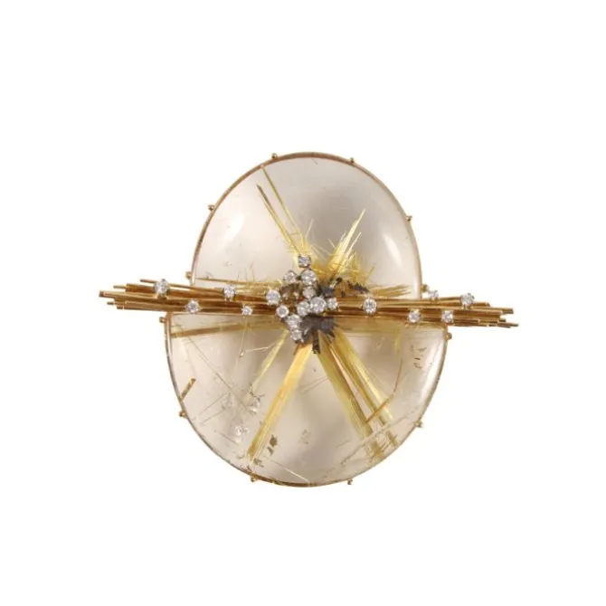 Brillant Rutilquarz Brosche Gold 750 - Privatbesitz