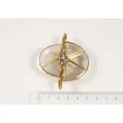 Brillant Rutilquarz Brosche Gold 750 - Privatbesitz