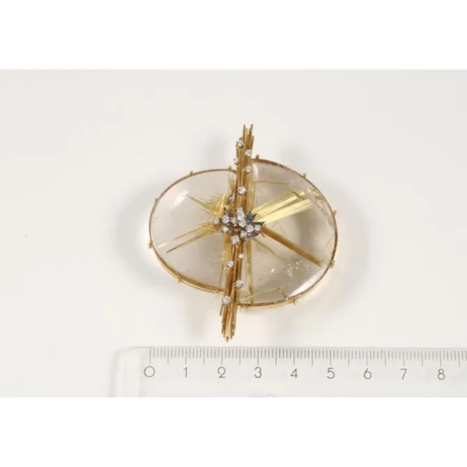 Brillant Rutilquarz Brosche Gold 750 - Privatbesitz
