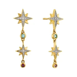 Brillant Schmuckstein Ohrringe "Sterne" Gold 585