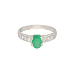 Brillant Smaragd Ring Wei&szlig;gold 585