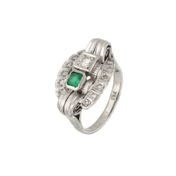 Brillant Smaragdring Wei&szlig;gold 750 - Gr. 50 - Privatbesitz