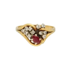 Brillant-Rubinring Gold/Wei&szlig;gold 750 - Gr. 60 - Privatbesitz