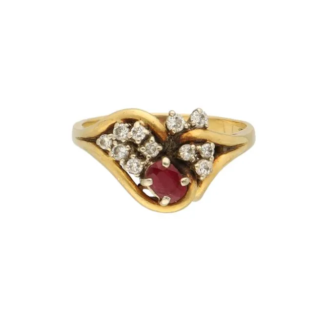 Brillant-Rubinring Gold/Weißgold 750 - Gr. 60 - Privatbesitz