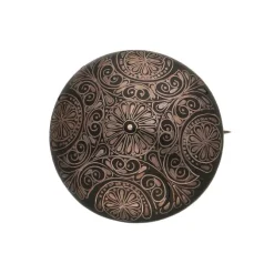 Brosche "Ranken und Blüten" Silber/geschwärztes Holz
