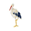 Brosche "Storch" Silber 925 vergoldet Zirkonia